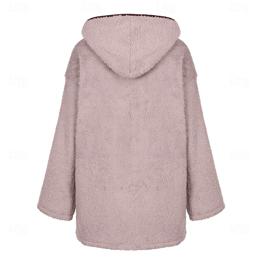 sweat à capuche zippé pour femme veste polaire cardigan vintage en peluche polaire moelleux couleur unie rue décontracté vacances sweat à capuche poche zippée manches longues noir blanc rose rouge de 2026 ? $26.99 –P5
