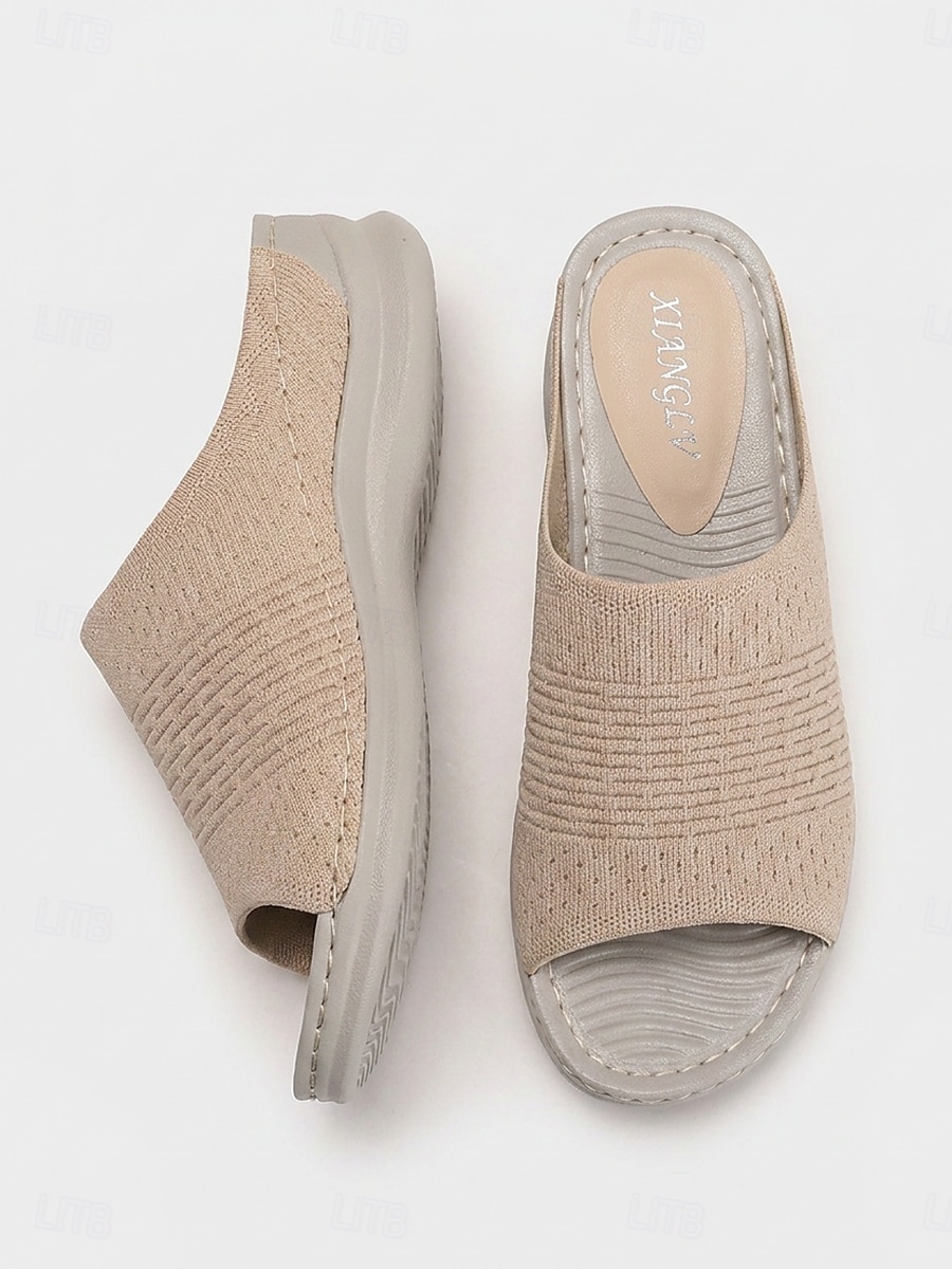 Damen-Sandalen mit Mandelfußgewölbestütze – offene Zehenpartie, weite Passform, Strickpantoffeln zum Hineinschlüpfen mit bequemer, gepolsterter Sohle, leichte Laufschuhe für geschwollene Füße, 2026 - $32.99 –P4