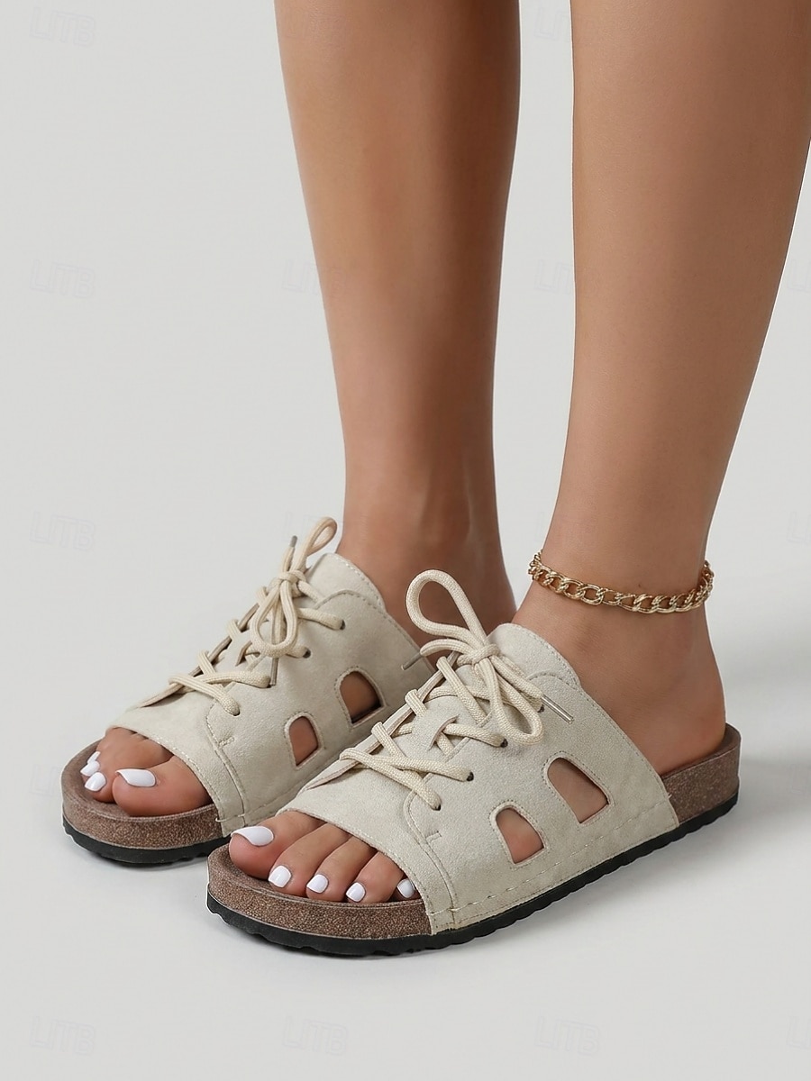 Sandali da donna beige regolabili con lacci – ciabatte a punta aperta con pianta larga e plantare sagomato, scarpe estive casual per piedi piatti &piedi gonfi, comfort per tutto il giorno, viaggio del 2026 a $26.99 –P3