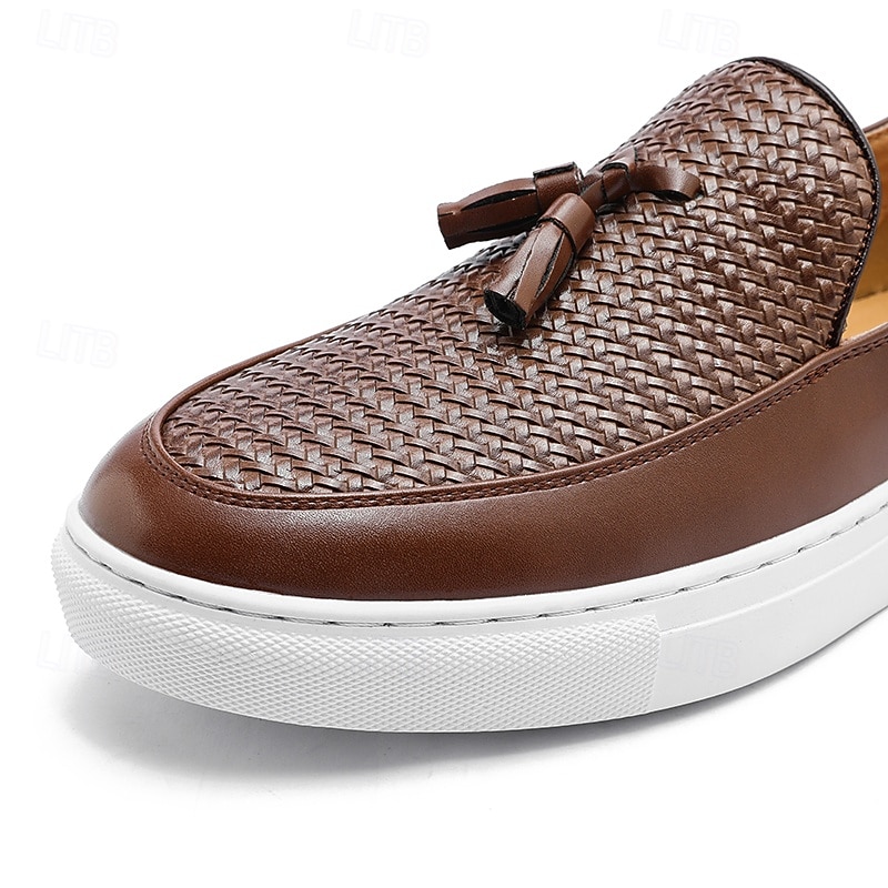 Mocassini da uomo in pelle intrecciata, scarpe eleganti casual senza lacci, scarpe leggere e comode per l'ufficio, i viaggi e l'uso quotidiano. del 2026 a $46.99 –P4