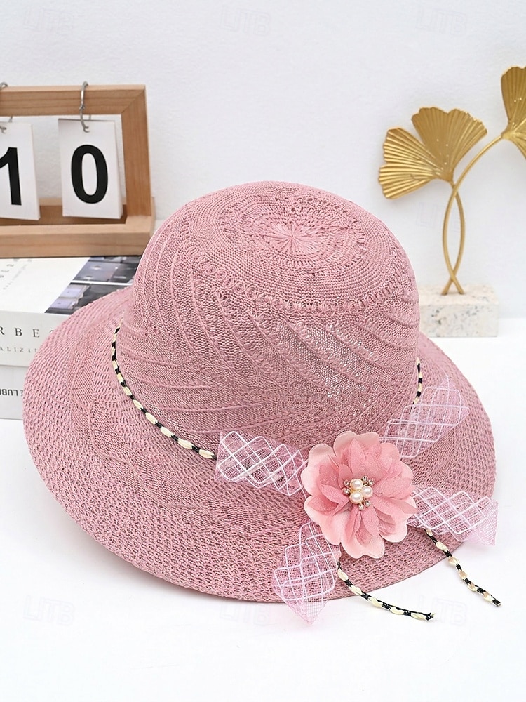 Women's Bohemian Straw Sun Hat, Multi-Color Wide Brim Beach Vacation Hat with 3D Flower Decor for Casual Wear 2026 - $9.99 –P6