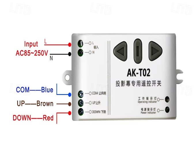 Draadloze afstandsbediening voor gemotoriseerd projectiescherm, AK-T02 elektrische schermcontrollerontvanger &Zenderkit voor buismotoren, rolluiken en elektrische gordijnen, omhoog/omlaag/stop 2026 - $29.99 –P5
