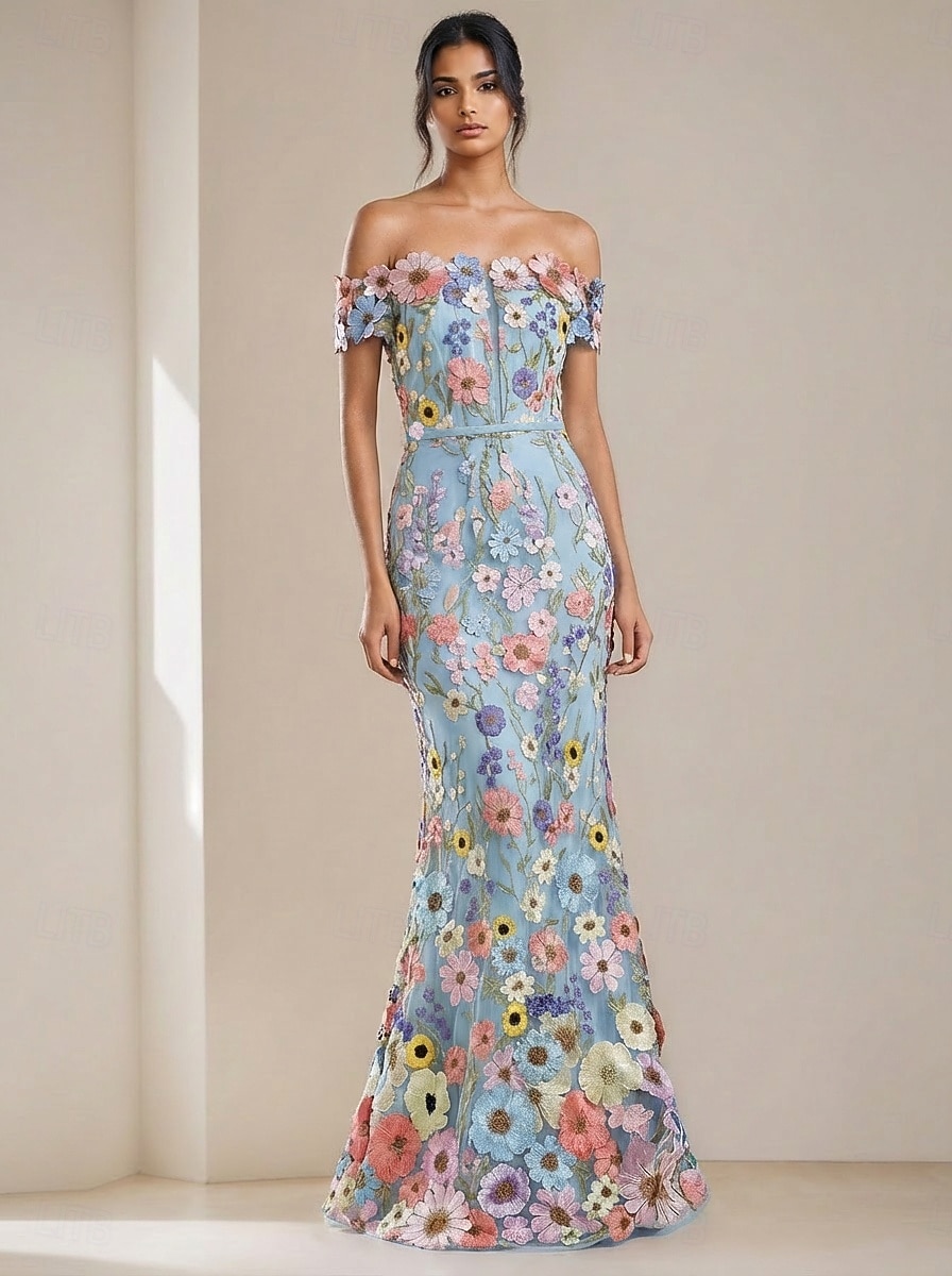 Sirena Tromba Lunghezza al pavimento Abiti da Ballo Abito da Sera Da principessa Abito formale Elegante Scintillante Stile Celebrità Senza Maniche Senza Spalle Festa in giardino Matrimonio Pizzo con del 2026 a $195.99 –P3
