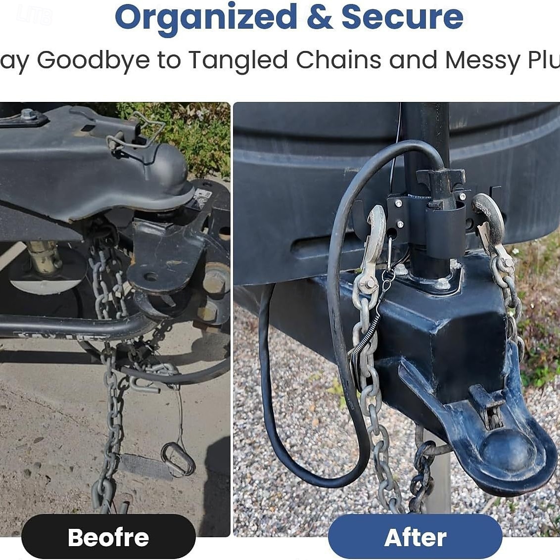 Aluminum Trailer Towing Chain Organizer & 7-Way Plug Holder, Trailer Chain Holder, Trailer Towing Organizer Powder Coating, Heavy-Duty RV Tongue Jack Accessories for Outside Travel Camper 2026 - $28.99 –P9