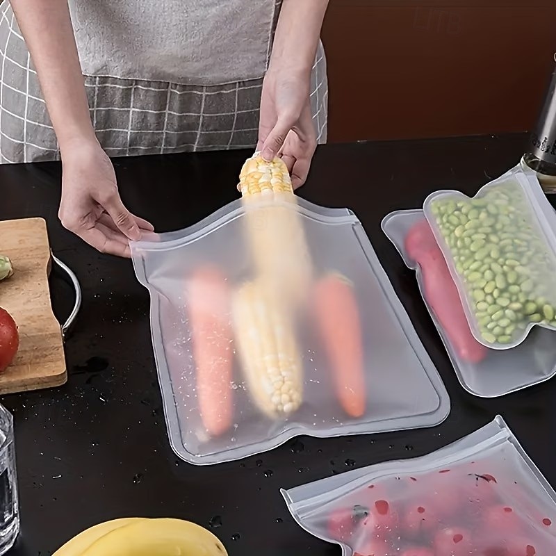 Lot de 8 sacs de conservation en silicone réutilisables, à fermeture automatique, parfaits pour les fruits, les légumes, les sandwichs et la viande – la solution idéale pour organiser votre de 2026 ? $14.99 –P3