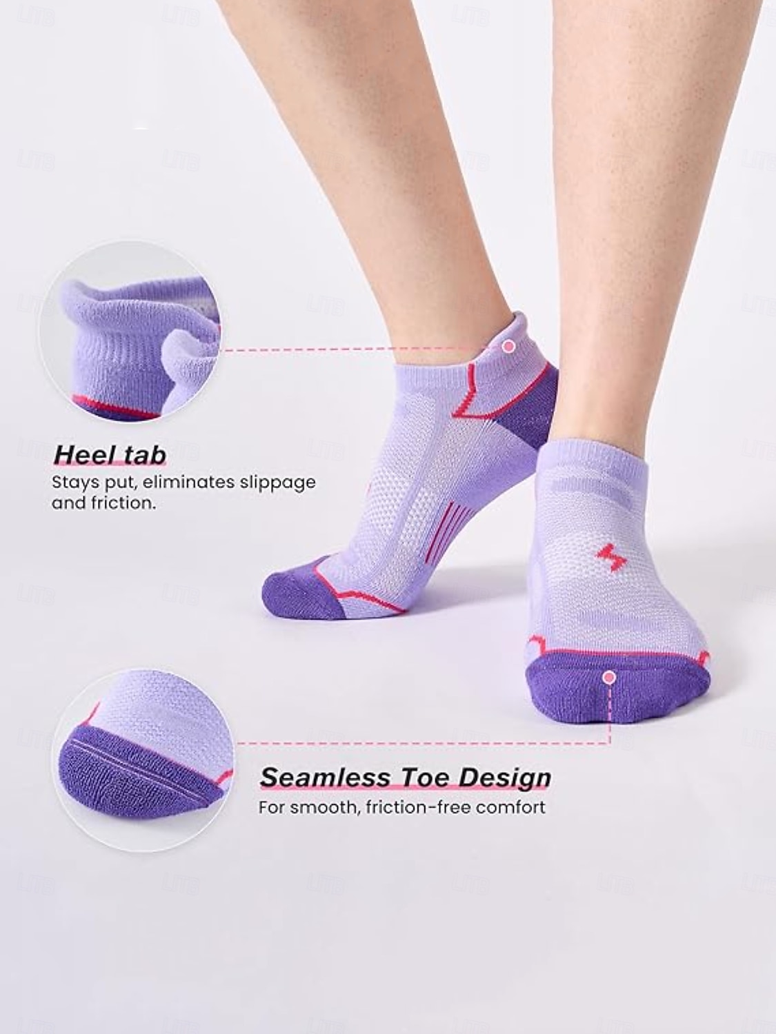 Meias femininas de cano curto, 6 pares, acolchoadas em algodão, para corrida, respiráveis e ideais para uso diário, academia, caminhada e fitness. de 2026 por $14.99 –P7