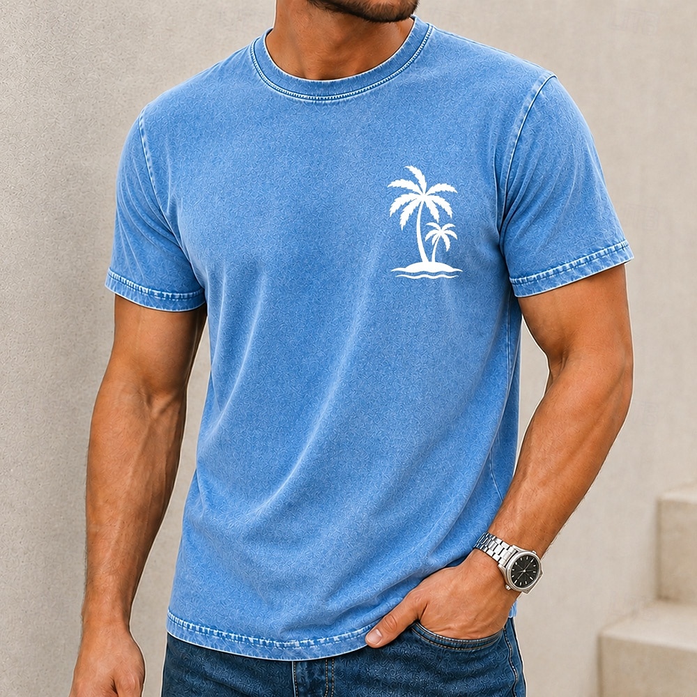 Homme Tropical Cocotier Chemise délavée à l'acide T-shirt épais Manche Courte T-shirt DTG Col ras du cou Chemise Vacances Hawaïen Quotidien Fête Bleu Rose Claire Orange Printemps & Été Vêtement Tenue de 2026 ? $27.99 –P3