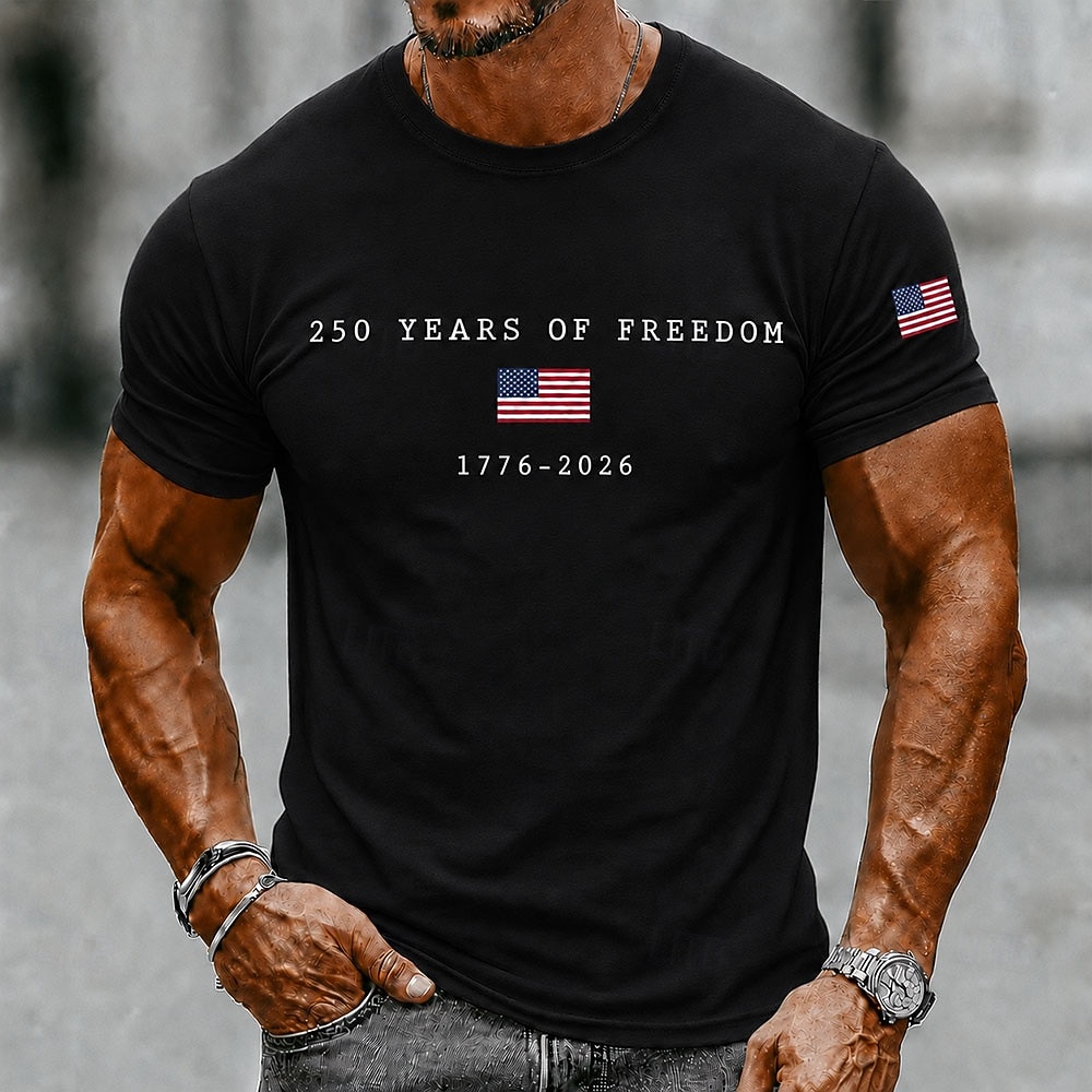 2026 250º Camiseta Masculina com a Bandeira dos EUA 1776 Camiseta de Manga Curta Estampa 3D Decote Redondo Patriótica Diário Festival Azul Preto Branco Roupas de Verão e Primavera S M L XL XXL XXXL de 2026 por CHF15.76 –P3