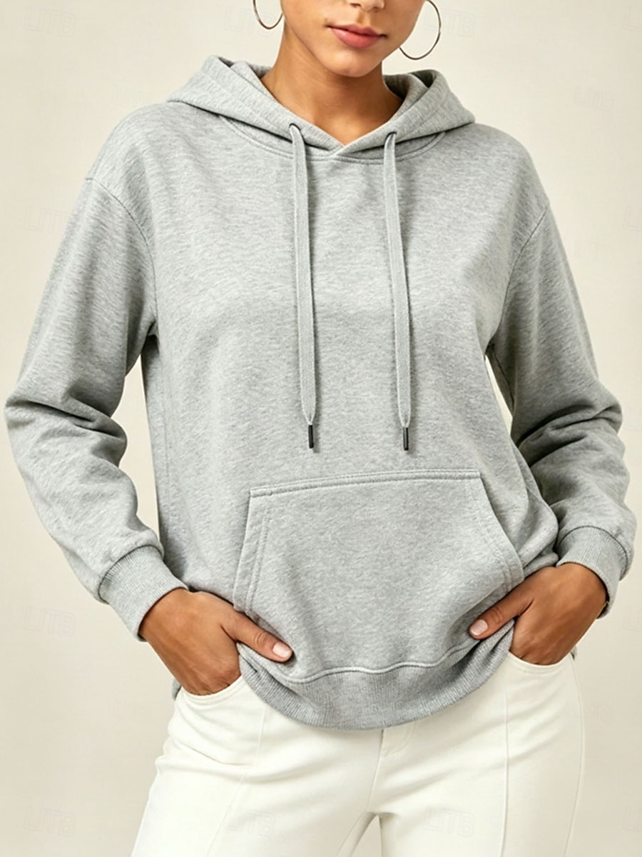 Per donna Pullover Felpe con cappuccio Semplice Casual Manica Lunga Con Cappuccio Top Regolari Blu Nero Grigio Autunno del 2026 a $31.99 –P5