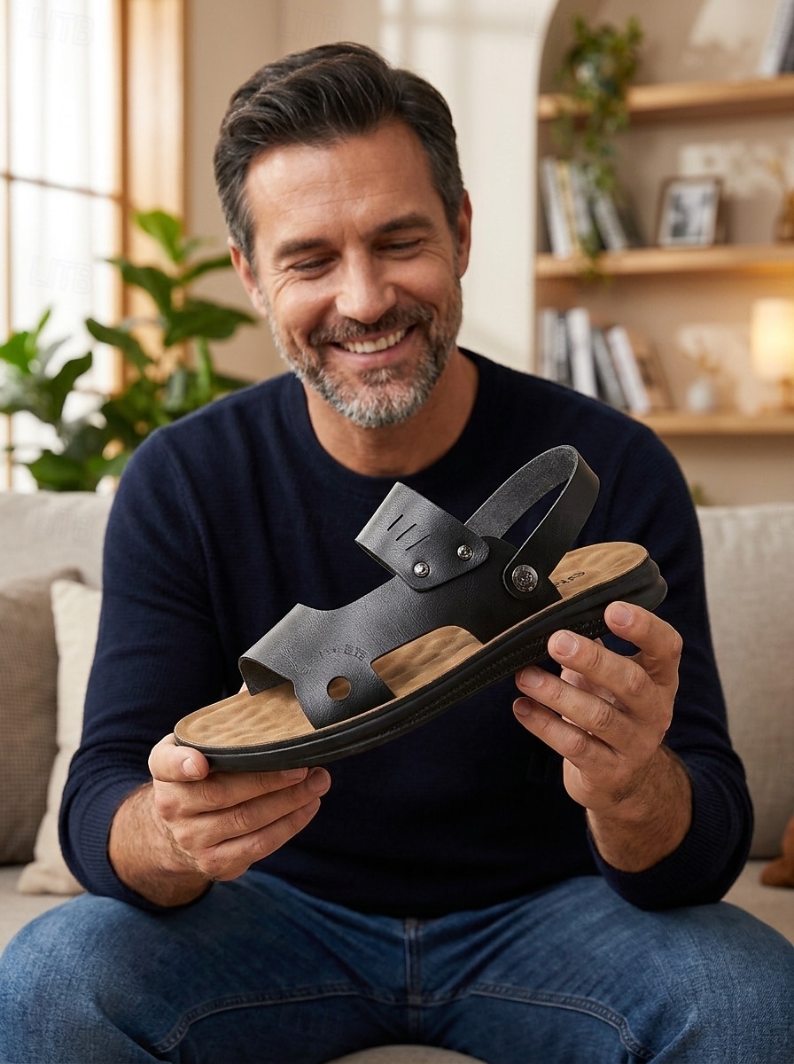 Men's Black Open-Toe Strap Sandals - Adjustable Comfort Summer Shoes - Casual Island & Cruise Footwear for Vacation Travel, Deck Walking and Outdoor Leisure 2026 - $34.99 –P2
