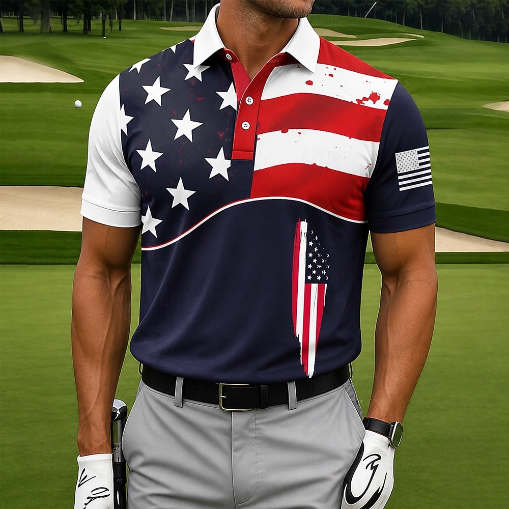 4 luglio 2026 250° Per uomo Bandiera Americana Golf Polo Sportivi Manica Corta Magliette polo Camicie con Colletto Casual Athleisure Abbigliamento quotidiano Abbigliamento da festa Stampa 3D Bottoni del 2026 a $22.99 –P1