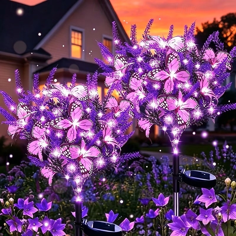 2/4 PCS Solar Simulation Lavender Butterfly Lawn Light Waterproof Garden Floor Insert Lamp Park Pathway Villa Yard Terrace Holiday Decoration Lamp 2026 - $26.99 –P6