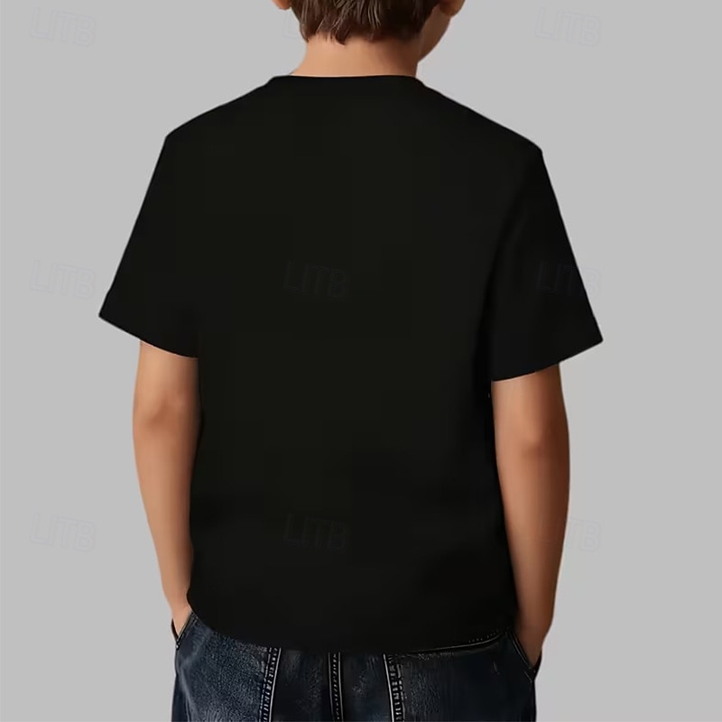 Cotton Kids Boys' Black White Red animal print T shirt Blouse Crew Neck Short Sleeve Outdoor Dailywear Fashion Streetwear Designer Printing Summer 2026 - $22.99 –P6
