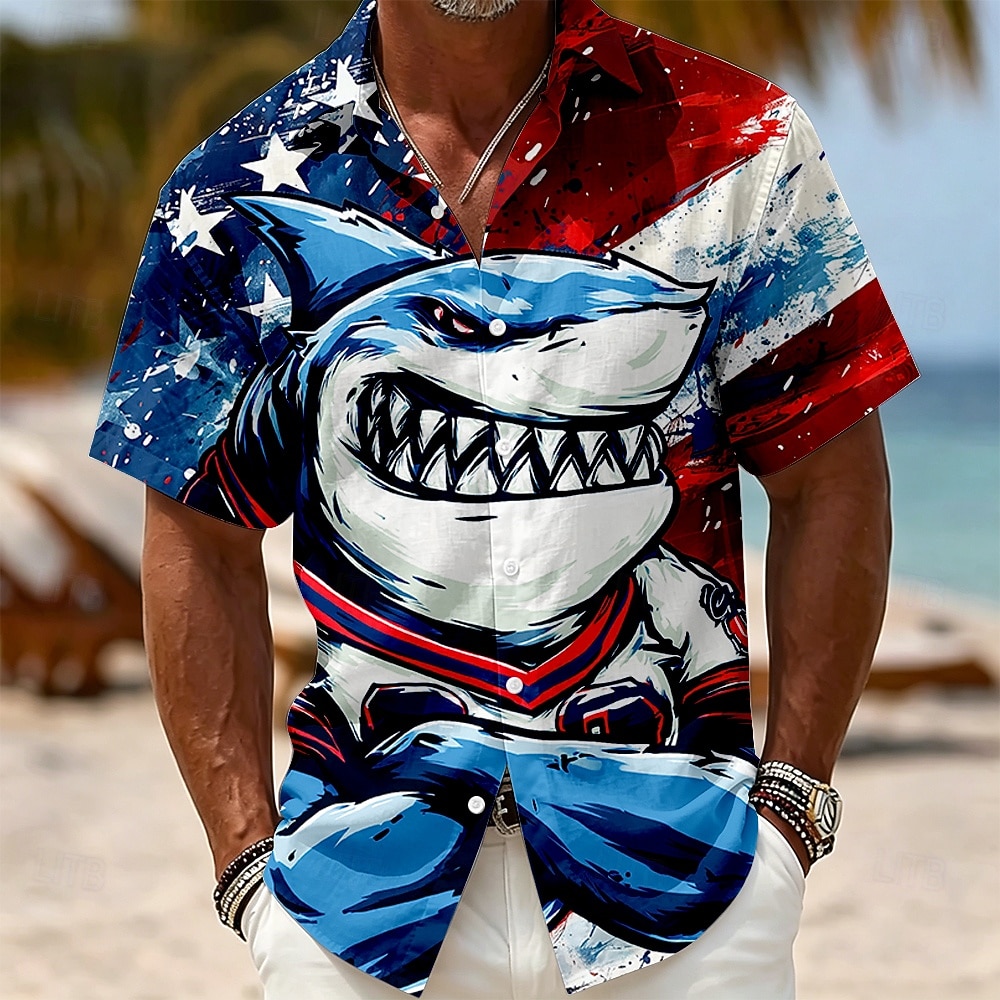 4th of July 2026 250th Men's American US Flag Shirt Summer Shirt Short Sleeve Patriotic Daily Streetwear Summer Spring Turndown 3D Print Button Up Shirts Blue Blue 2# Blue 1# White Red 2026 - $25.99 –P2