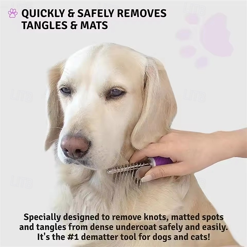 Pet Dematting Fur Rake Comb Brush Tool Dog and Cat Comb with Long Safety Blades for Detangling Matted or Knotted Undercoat Hair 2026 - $16.99 –P7