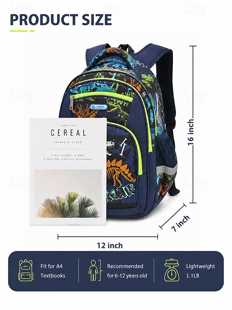 Boys School Backpack with Dinosaur & Astronaut Prints, Large Capacity Multi Pocket Polyester Bookbag, Lightweight Travel Backpack for Elementary School, Camping, Daily Use 2026 - $42.99 –P4