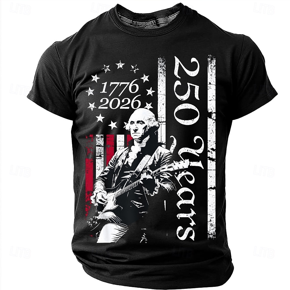 4 juillet 2026, 250e anniversaire Homme Couleur Unie Drapeau Américain T-shirt Manche Courte T-shirt Impression 3D Col ras du cou Chemise Vintage Rétro Patriotique Quotidien Festival Bleu Noir Rouge de 2026 ? $18.99 –P1
