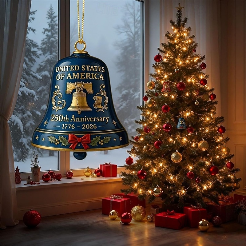 Lot de 2 cloches commémoratives du 250e anniversaire des États-Unis (1776-2026), décoration patriotique pour sapin de Noël, souvenir du semi-quincentenaire des États-Unis, coffret cadeau de Noël en de 2026 ? $14.99 –P5
