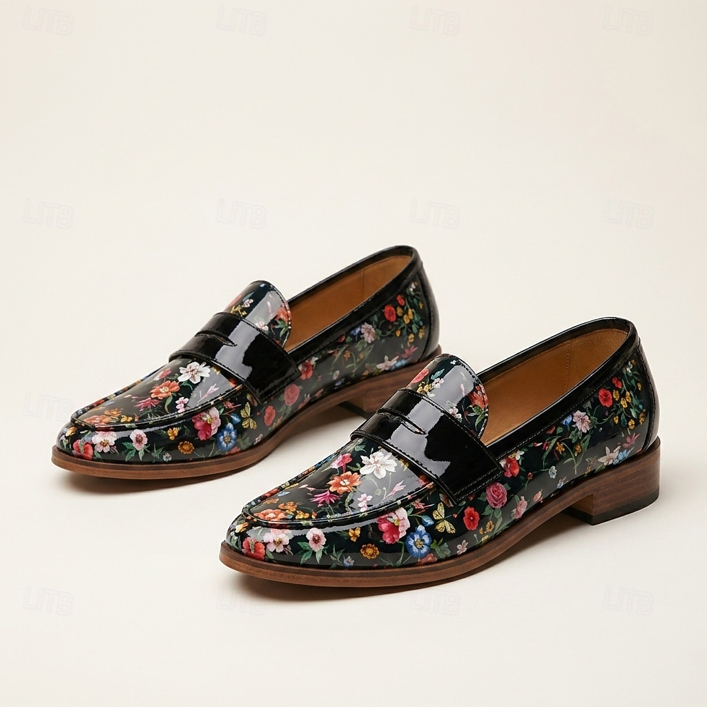 Mocassins à enfiler noirs à motif floral pour homme, chaussures habillées élégantes à bride vernie, parfaites pour les mariages, les banquets, les fêtes et les soirées raffinées. de 2026 ? $46.99 –P3