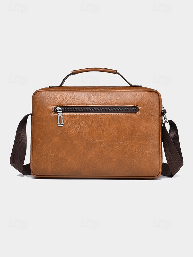 geantă messenger vintage bărbătească din piele ecologică - geantă de umăr crossbody de mare capacitate cu buzunare multiple &curea reglabilă pentru naveta de afaceri, călătorii &casual de zi cu zi, 2026 - $19.99 –P6