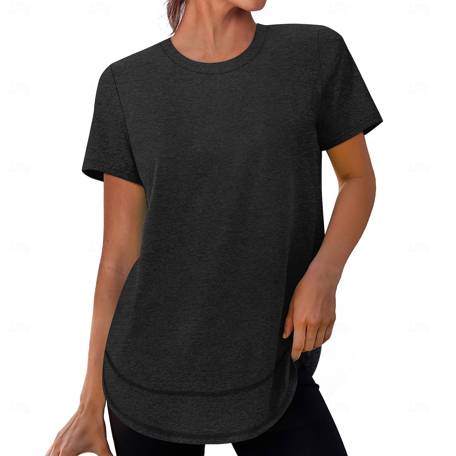 Dames T-shirt Zomer tops Vintage Klassiek Casual Korte mouw Strakke ronde hals Normale tops Dagelijks Sport Uitgaan blauw Zwart Wit Lichtgroen Grijs Zomer 2026 - $21.99 –P5