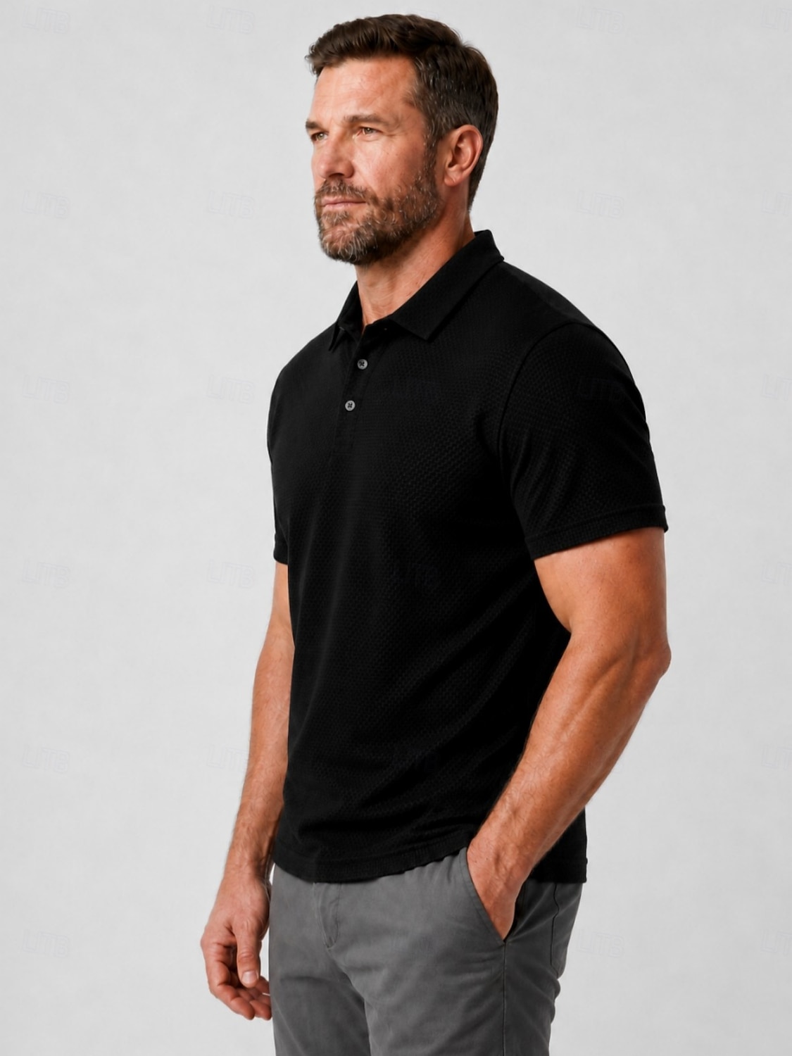 Men's Textured Golf Polos Shirts- Cooling Short Sleeve-Black White Grey 2026 - $33.99 –P12