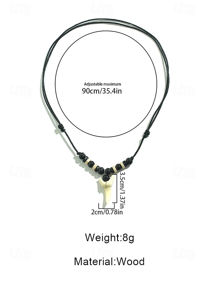Men's Boho Wolf Tooth Necklace - Vintage Faux Bone Pendant with Adjustable Wax Cord, Ethnic Tribal Style Acrylic Jewelry for Summer Beach Vacation, Travel & Daily Casual Wear 2026 - $4.99 –P12