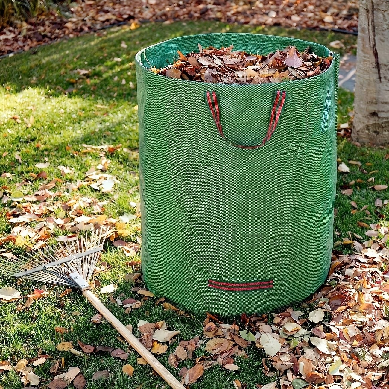 Reusable Garden Waste Bag with Handles - Durable PP Material for Yard Prunings, Leaves, and Plants - Green with Red Stitching, Perfect for Garden Maintenance and Landscaping, Reusable Garden Waste Bag 2026 - $15.49 –P1