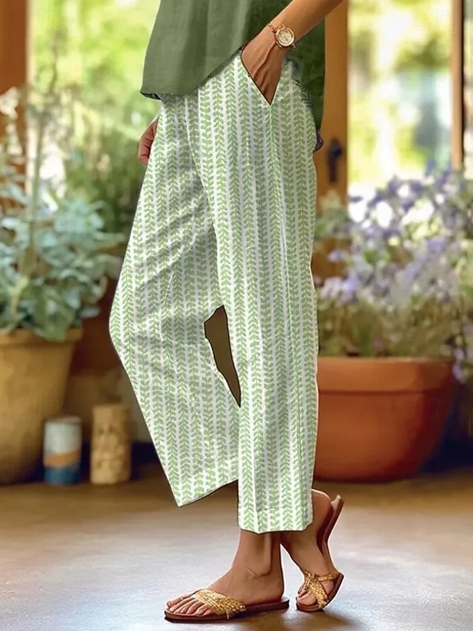 Per donna Pantaloni casual Pantaloni Pantaloni a gamba dritta Dritto Vacanza Moda Streetwear Lunghezza intera Misura del girovita medio Floreale Grafico Foglia Tasca Elastico in vita Stampato Comodo del 2026 a $36.99 –P4
