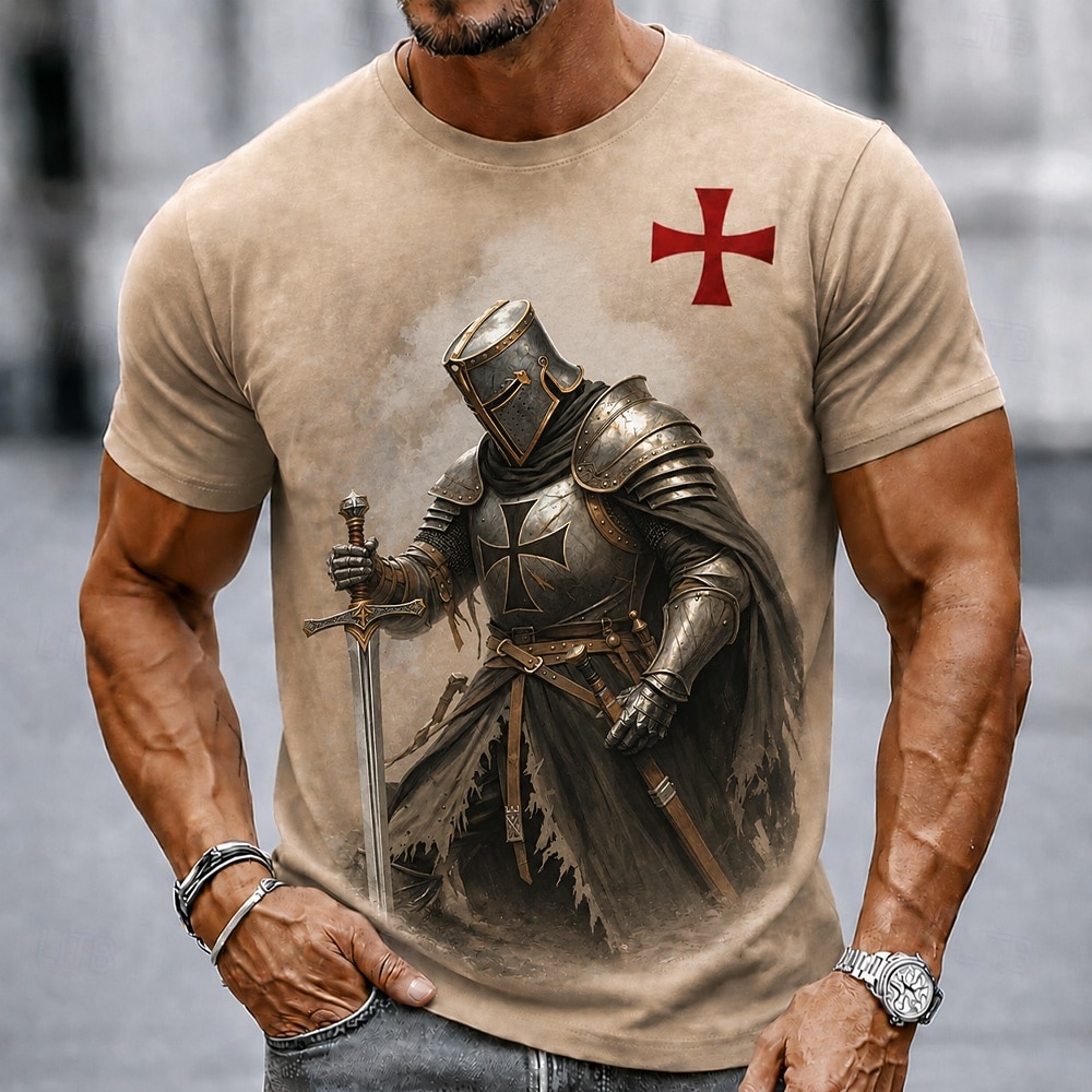 Per uomo Cavalieri Templari Croce Maglietta Manica Corta maglietta Stampa 3D Girocollo Camicia Religioso Quotidiano Streetwear Ferie Nero 1 Nero Marrone Tutte le stagioni Abbigliamento S M L XL XXL del 2026 a $18.99 –P1