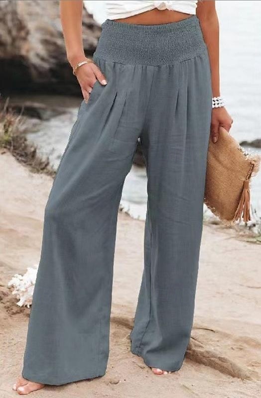 Damen Weites Bein Urlaub Stilvoll Volle Länge Hohe Taille Plissiert Komfort Dehnbar Täglich Strand Violett Marineblau Khaki Schwarz Sommer Frühling Lässiger Schnitt 2026 - $24.99 –P5