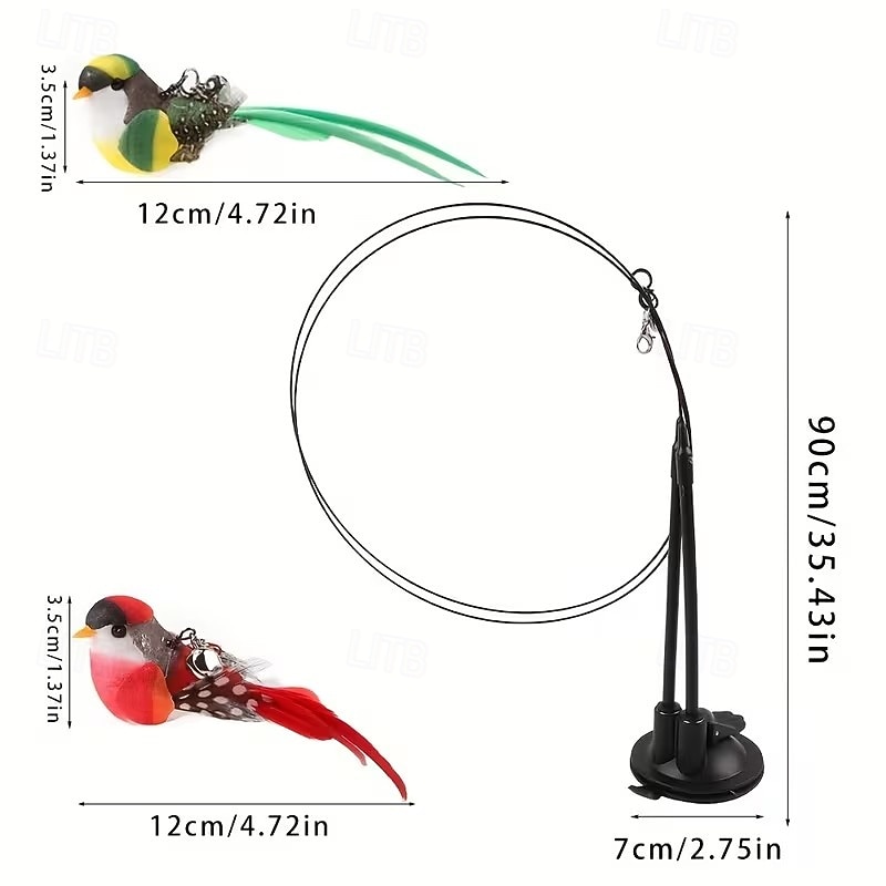 Interactive Cat Teaser Wand Set with Realistic Birds, Handfree Long Pole&Double Rod, Bell And Strong Suction Cup for Active Play 2026 - $19.99 –P7