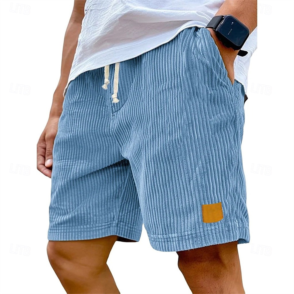 Homens Calção Shorts casuais Shorts de veludo cotelê Com Cordão Cintura elástica Côr Sólida Conforto Comprimento do joelho Diário Ao ar livre Streetwear Férias Moda Cáqui Preto Micro-Elástica de 2026 por $21.99 –P3