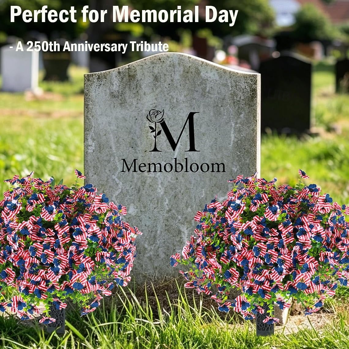 12 ramos de flores artificiais patrióticas com folhas de eucalipto, decoração vermelha, branca e azul para o 250º aniversário dos EUA, Dia da Memória e Dia dos Veteranos. de 2026 por $23.99 –P9