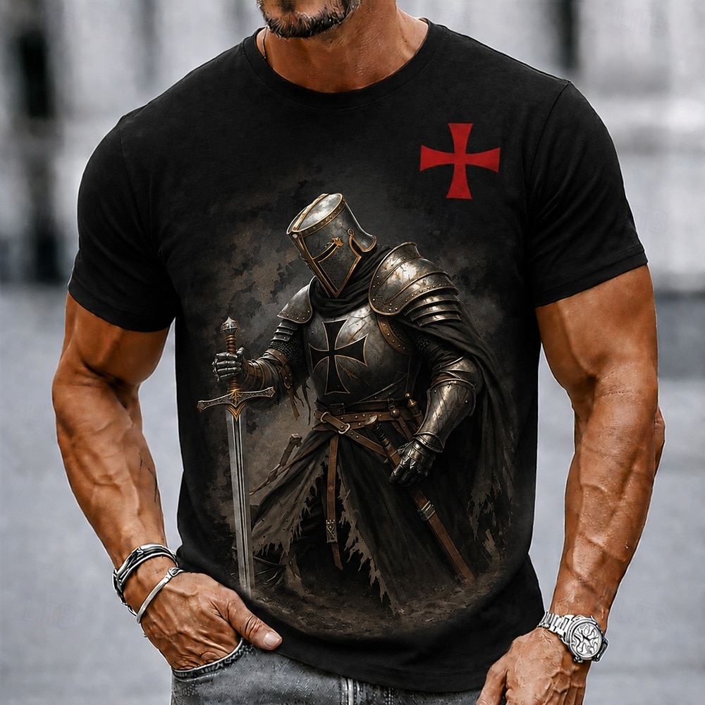 Per uomo Cavalieri Templari Croce Maglietta Manica Corta maglietta Stampa 3D Girocollo Camicia Religioso Quotidiano Streetwear Ferie Nero 1 Nero Marrone Tutte le stagioni Abbigliamento S M L XL XXL del 2026 a $18.99 –P2