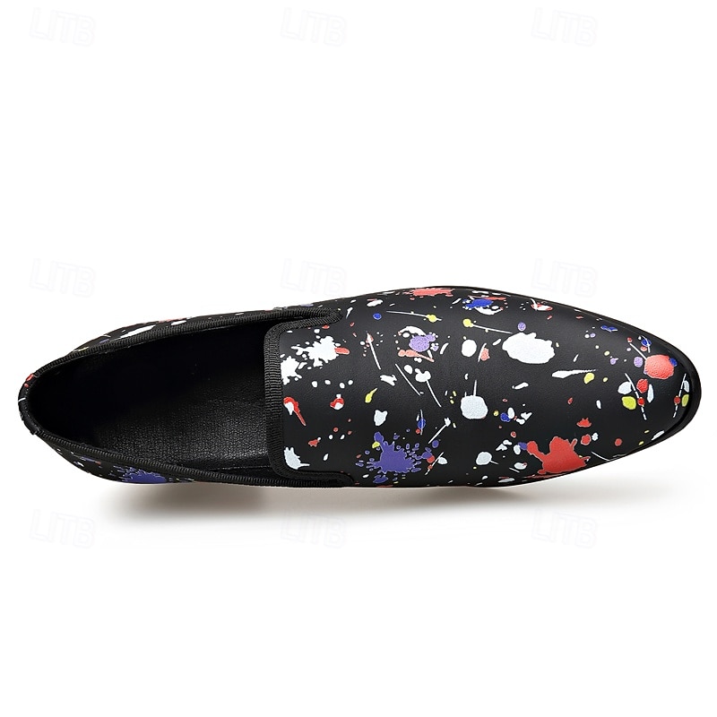 Scarpe eleganti da uomo slip-on con stampa astratta e punta affusolata, calzature di tendenza per uomini alla moda, ideali per feste, banchetti, balli di fine anno ed eventi serali di moda. del 2026 a $59.99 –P3