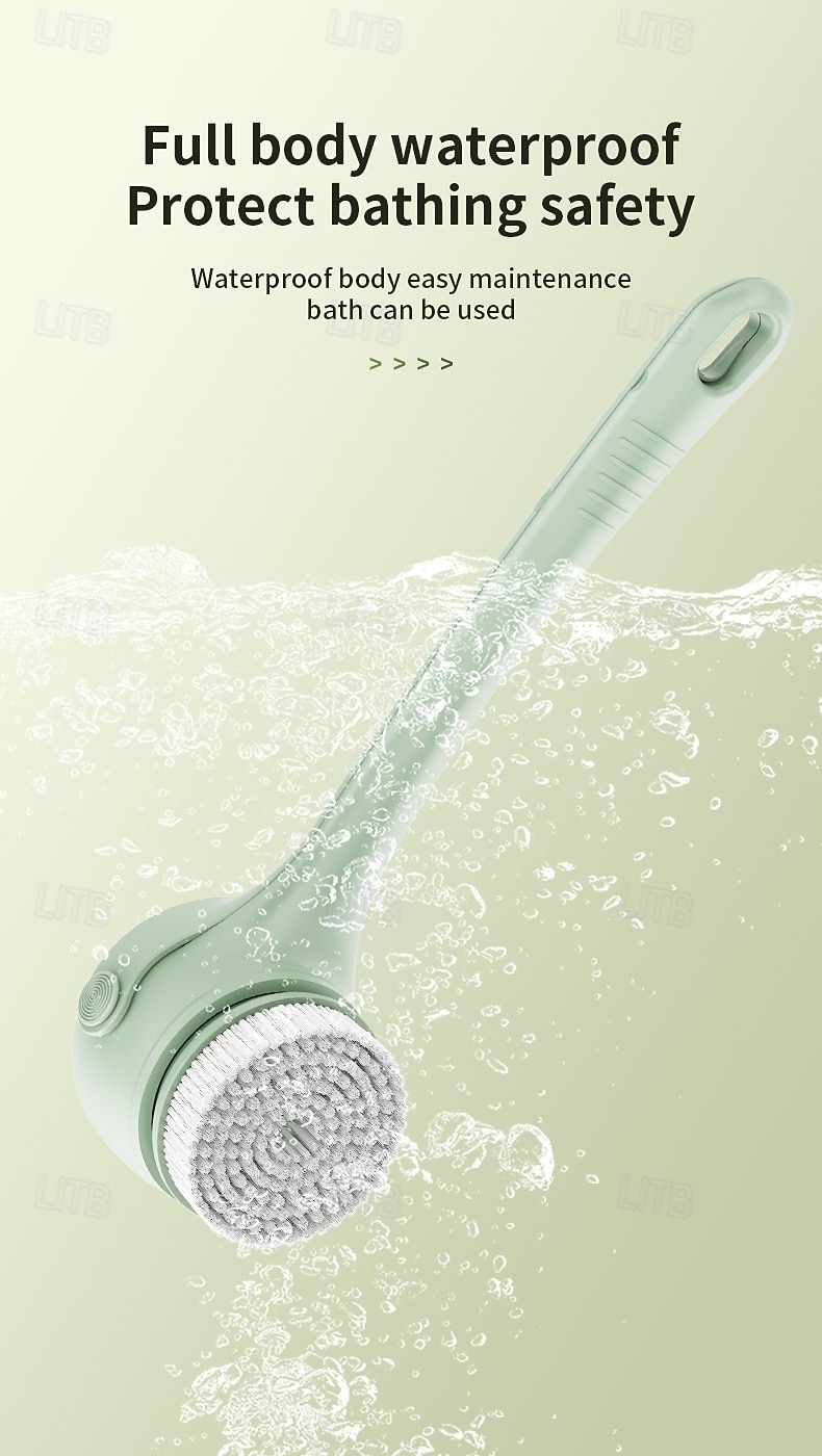 Electric Bath Brush with Long Handle, 4-in-1 Spinning Body Scrubber for Shower, Waterproof Rechargeable Back Scrubber for Exfoliating, Deep Cleaning & Massage, Includes Facial & Silicone Brush Heads 2026 - $56.99 –P9