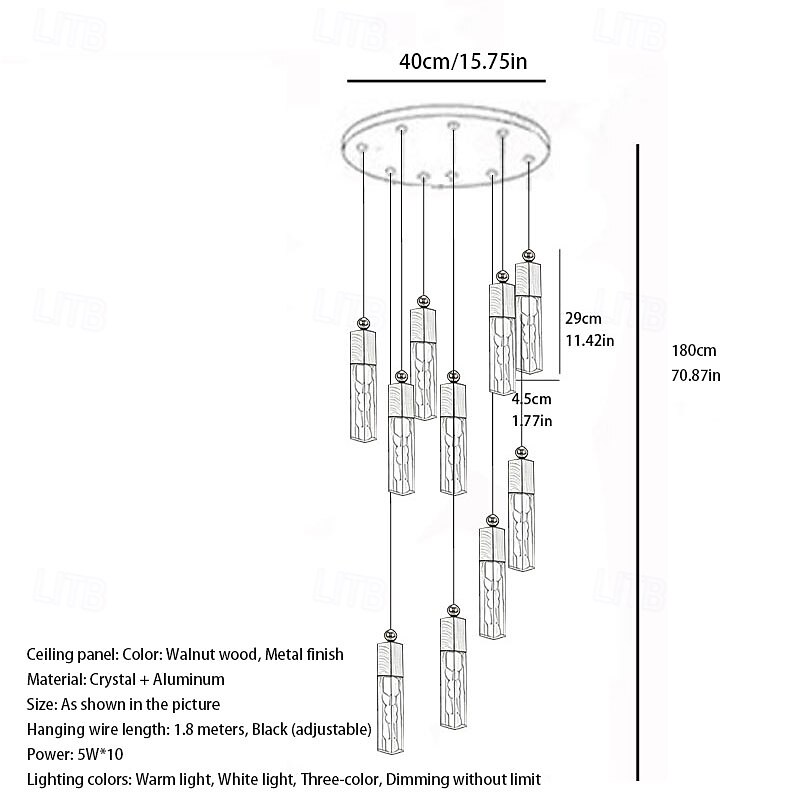 10 cm Variable Lustre Cristal Moderne 110-240 V de 2026 ? $103.99 –P6