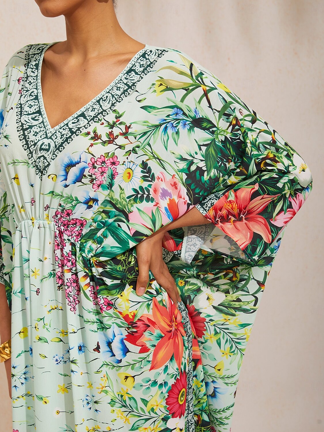 caftán de gasa fluida con estampado floral botánico 2026 - $102.99 –P6