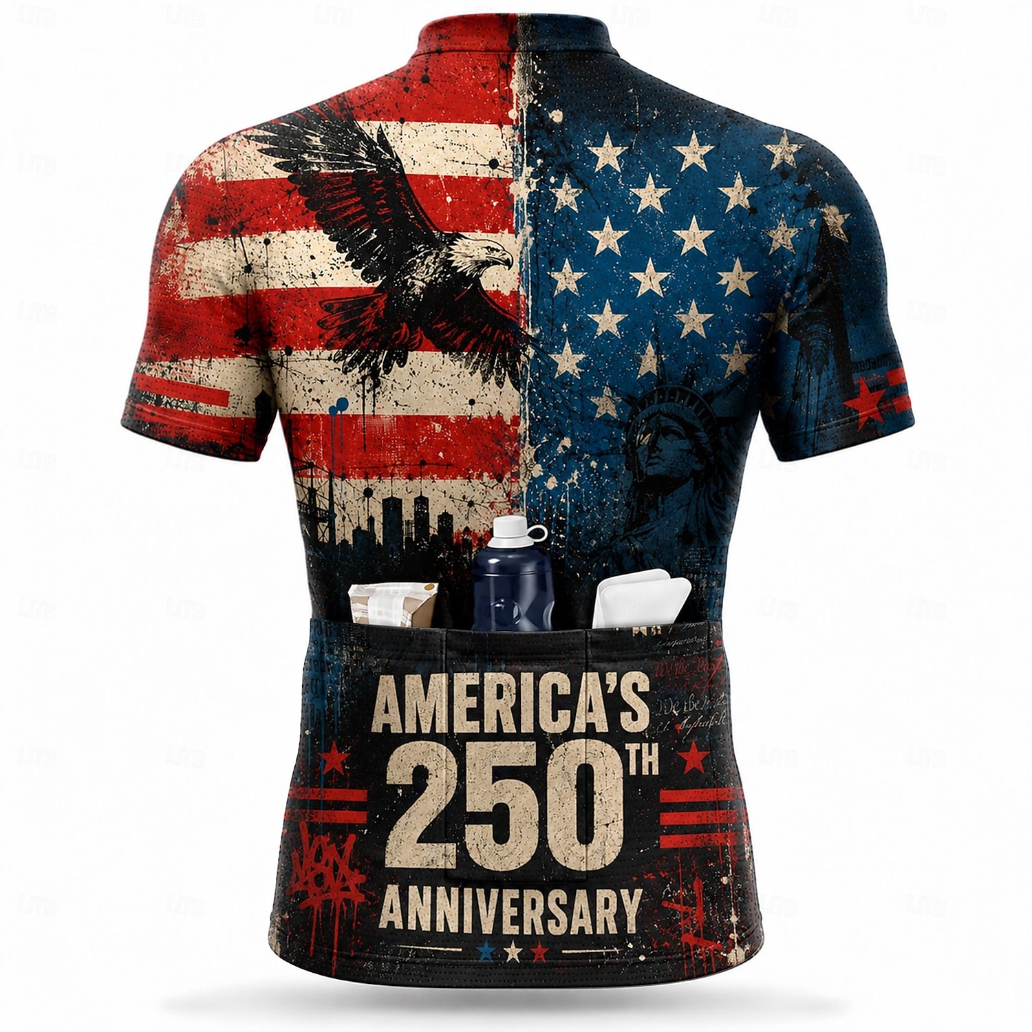 America's 250th Anniversary Men's Rash Guard Cycling Jersey American US Flag Eagle Short Sleeve Bike Jersey Top with 3 Rear Pockets UV Resistant Quick Dry With Pockets Front Zipper Sports Blue 2026 - $28.99 –P2