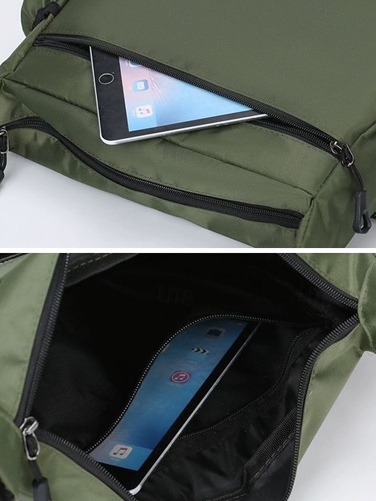 Bolsa transversal masculina em nylon, bolsa de ombro com vários bolsos e porta-garrafa, mochila casual para atividades ao ar livre. &uso diário de 2026 por $18.99 –P8