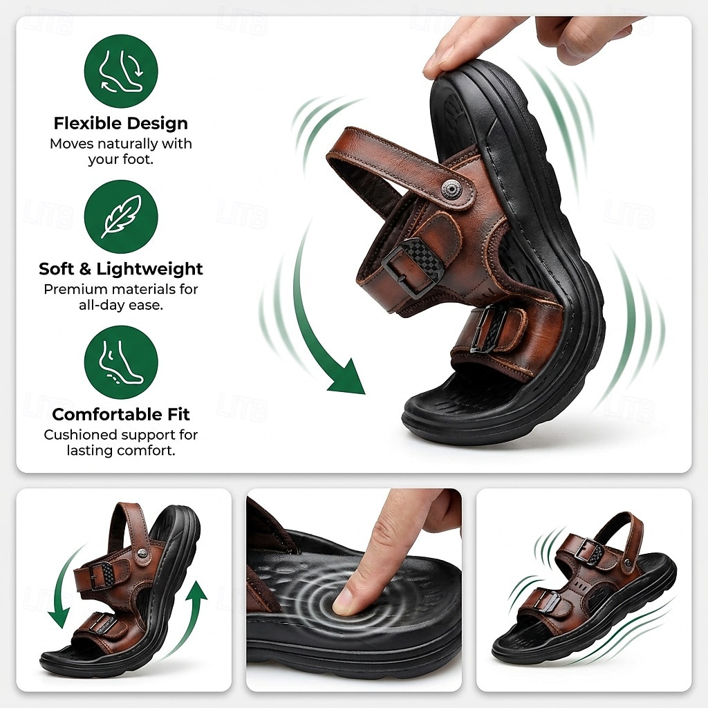 Sandales de pêcheur pour hommes, sandales de marche à bout ouvert avec boucle réglable, chaussures d'extérieur confortables pour la plage, les voyages et le quotidien de 2026 ? $46.99 –P2