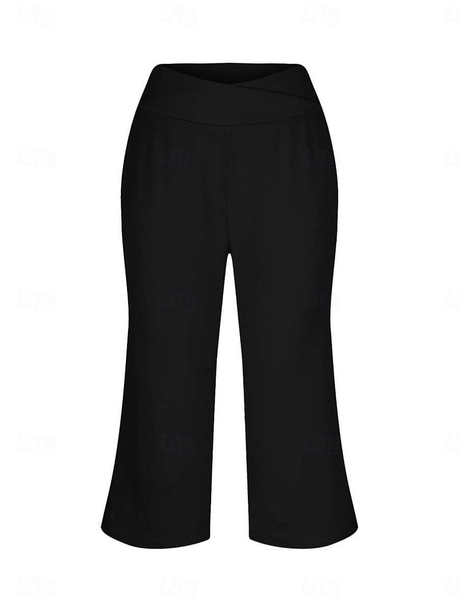 Per donna Pantaloni capri Pantaloni da yoga Gamba larga Moda Streetwear Casual Lunghezza al polpaccio Misura del girovita medio Semplice Tasca Comodo Comodità Morbido Elasticizzato All'aperto Vacanza del 2026 a $18.99 –P12