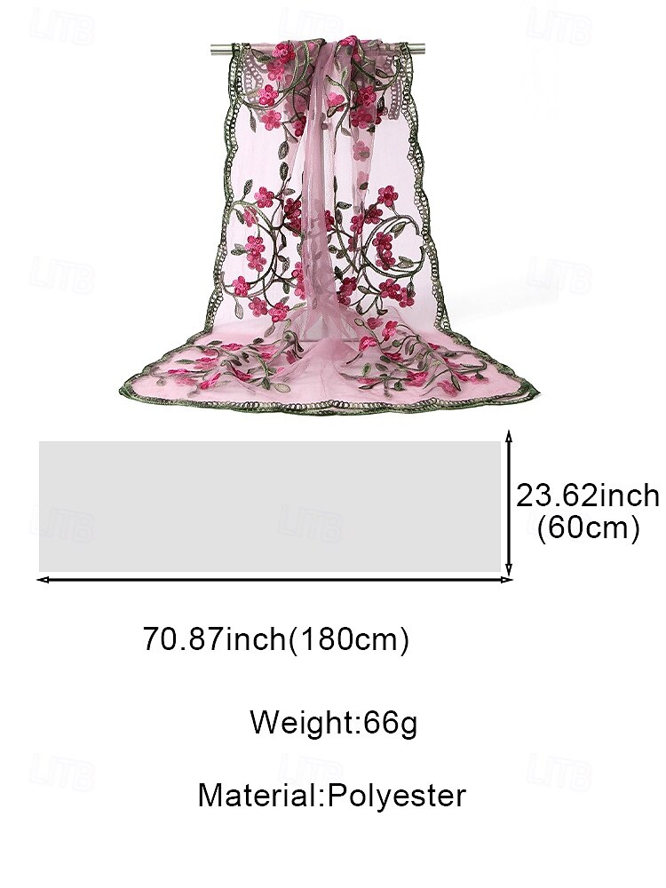 Women's Boho Floral Embroidered Scarf - Lightweight Breathable Polyester Shawl in Multiple Colors, Perfect Mother's Day Gift for Beach Vacation, Daily Casual Wear & Summer Sun Protection 2026 - $14.99 –P12