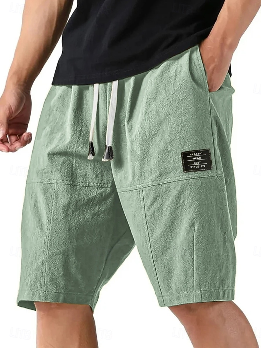 SoftFade™ Pánské šortky Letní šortky Casual šortky Kyselinově wash šortky Patchwork Kapsa Elastický pas Hladký Praný Komfort Prodyšné Délka po kolena Casual Outdoor Pláž Dovolená Móda 2026 - $31.99 –P1