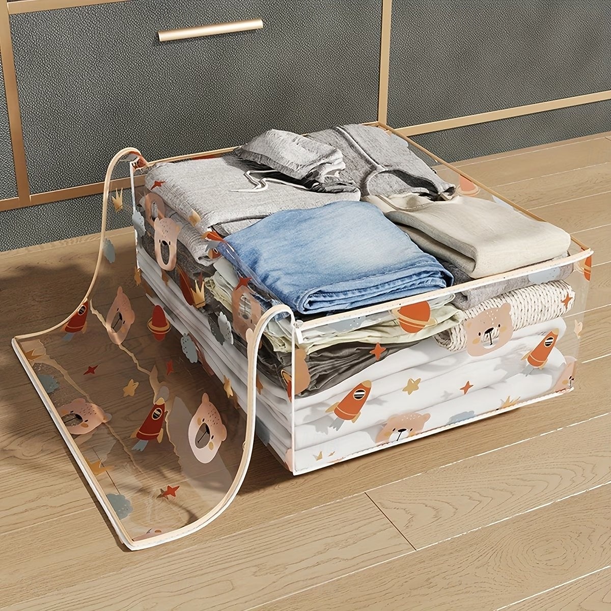 Large Capacity Transparent Storage Bag With Dust-Proof Zipper Cover, Foldable Organizer For Clothes, Toys, Blankets And Household Items, Waterproof 3D Storage Container For Closet, Bedroom, Dormitory 2026 - $13.49 –P1