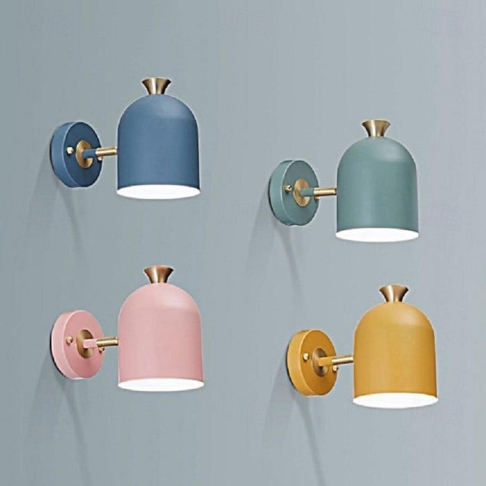 Cute Macaron Wall Lamp, 4 Color Options Green/Pink/Blue/Yellow, E27, Adjustable Cylindrical Lampshade, Metal Wall Sconce for Bedroom, Kids Room, Nursery, Living Room, Nordic Modern Decor 2026 - $90.99 –P14
