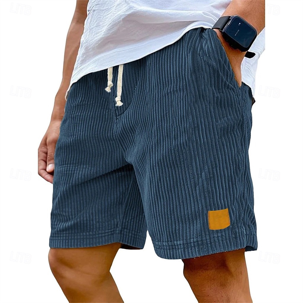 Homens Calção Shorts casuais Shorts de veludo cotelê Com Cordão Cintura elástica Côr Sólida Conforto Comprimento do joelho Diário Ao ar livre Streetwear Férias Moda Cáqui Preto Micro-Elástica de 2026 por $21.99 –P5