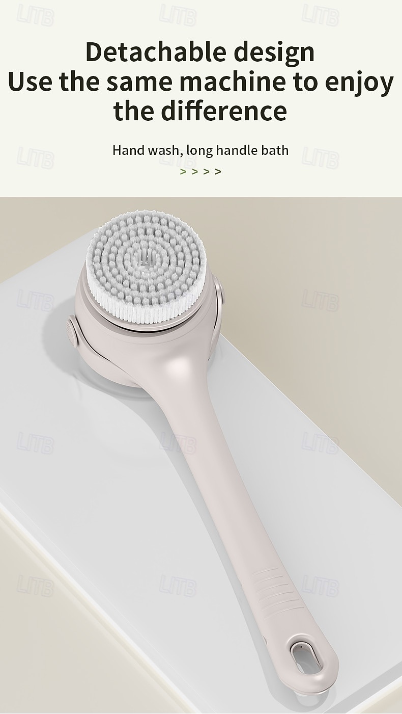 Electric Bath Brush with Long Handle, 4-in-1 Spinning Body Scrubber for Shower, Waterproof Rechargeable Back Scrubber for Exfoliating, Deep Cleaning & Massage, Includes Facial & Silicone Brush Heads 2026 - $56.99 –P8
