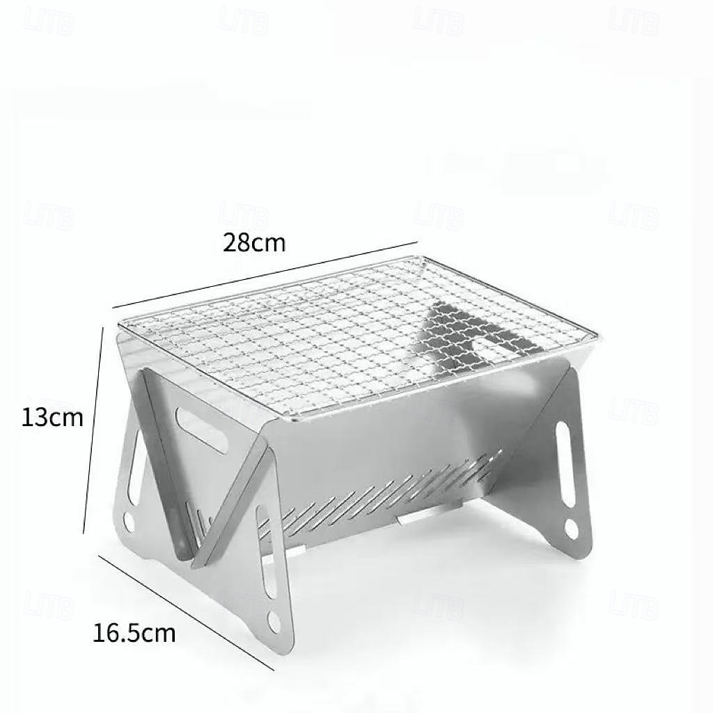 Conjunto de churrasqueira dobrável para uso externo com 2 peças, incluindo fogão a cartucho de aço inoxidável e fogão a carvão portátil, perfeito para camping, trilhas, festas no jardim, piqueniques, de 2026 por $14.99 –P2